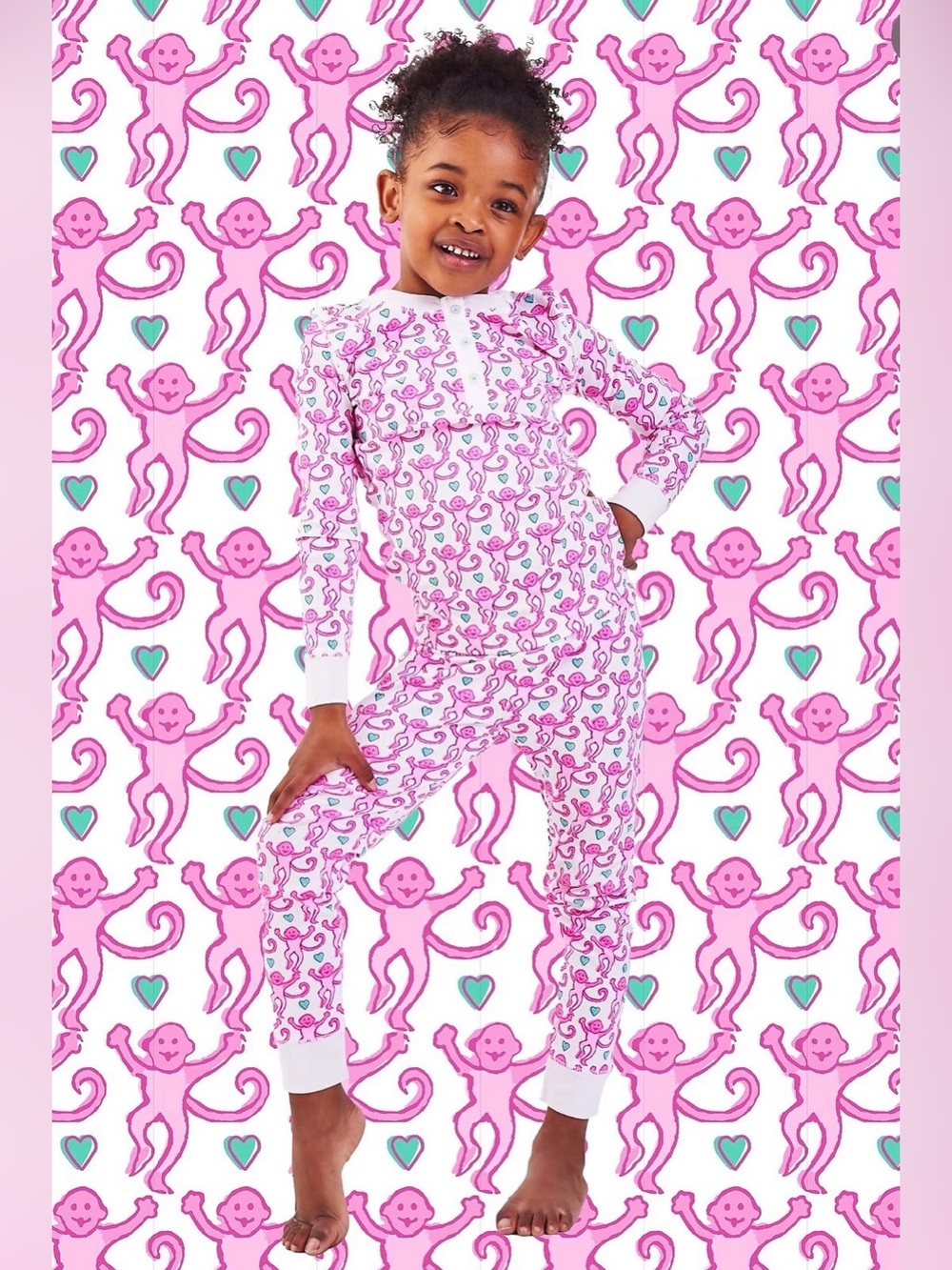 ROLLER RABBIT Lovey Monkey Pima Cotton Pajama Set - 14